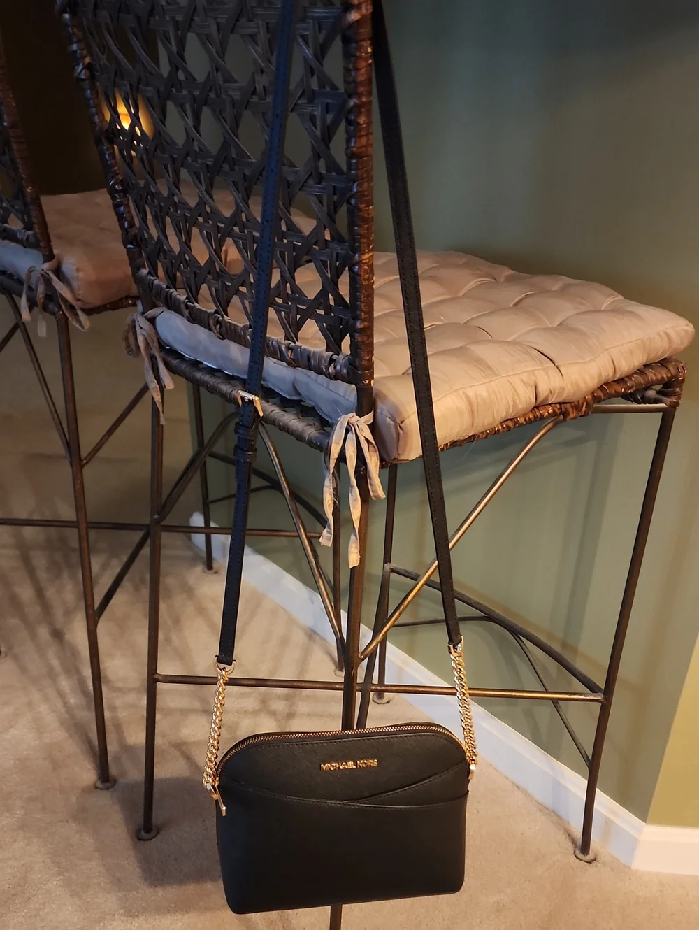 NEW Michael Kors Black Crossbody Bag with Gold Chain Strap